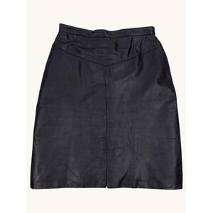 Outerbound by HMS Vintage Black Leather Pencil Skirt V-Yoke Size 11/12